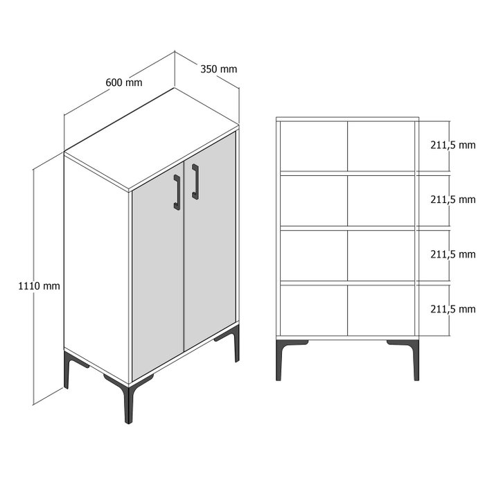Hanah Home Zapatero Nogal y Blanco 60x111x35 cm. Mueble Organizador con Estantes.